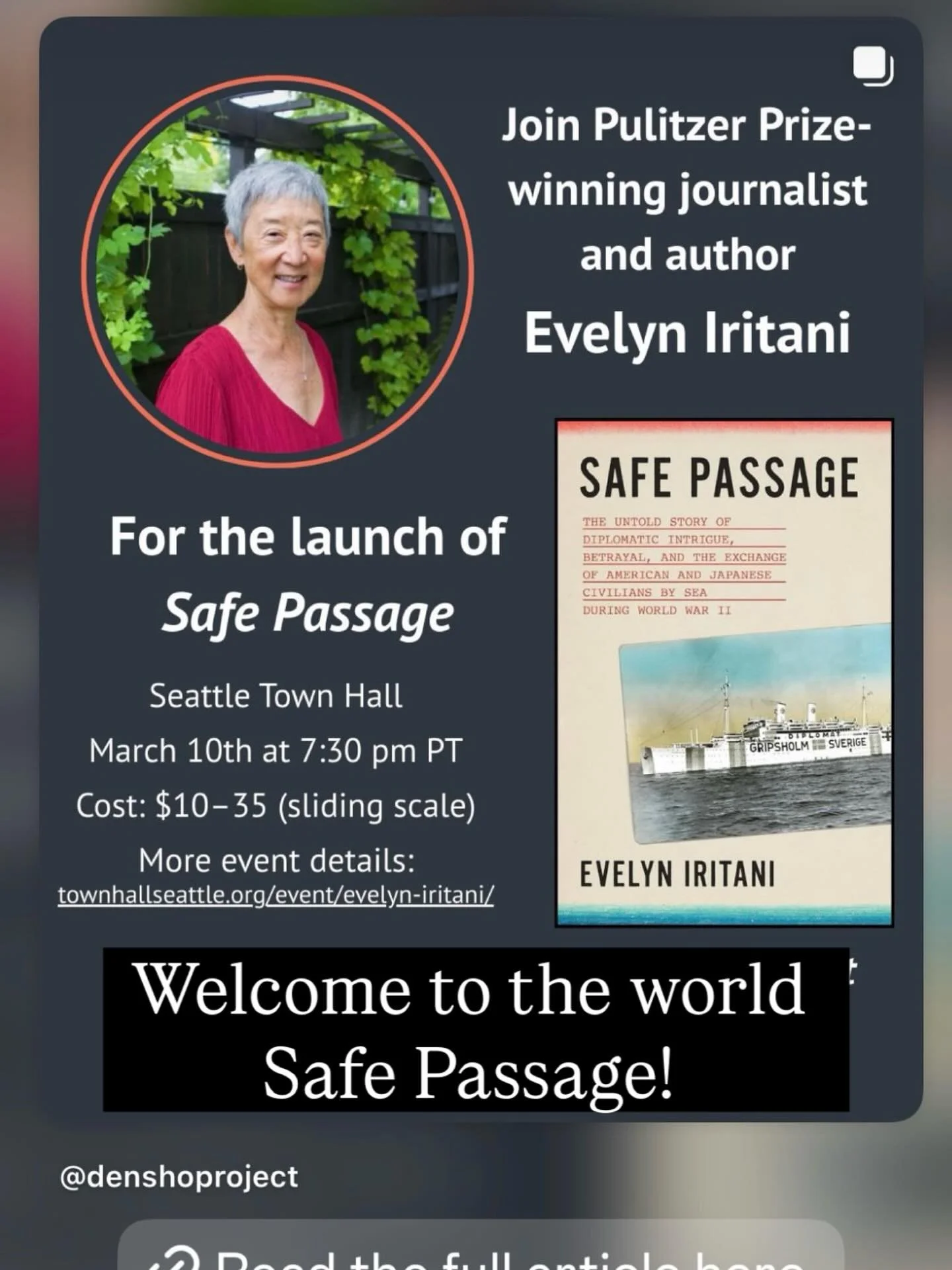 On launch day, a giant thank you to my village including @townhall_seattle @fsgbooks @hillnadell @denshoproject @seattletimes @seattlemet  @internationalexaminer @frankabe @jamuseum @jamopdx @smithsonianmagazine @uofwamag @elliottbaybookco @thirdplac