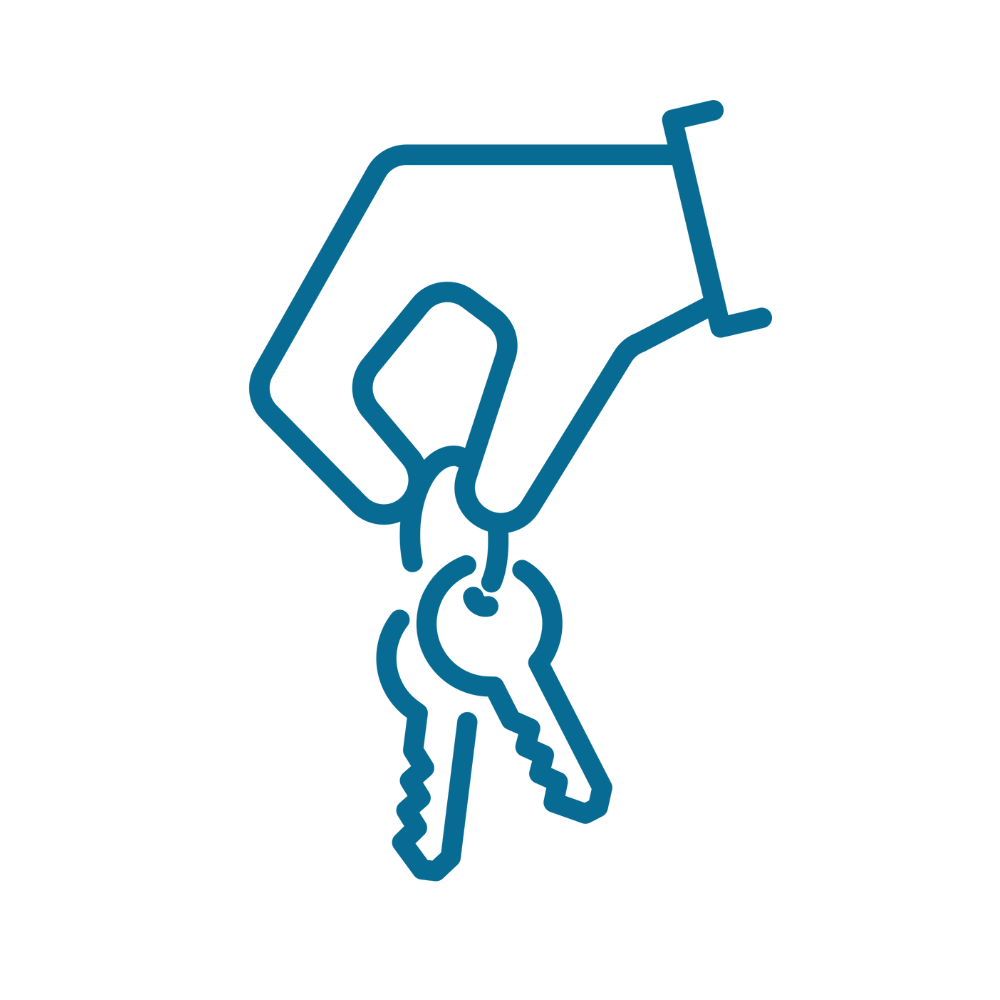 Drawn graphic of a hand handing over some keys