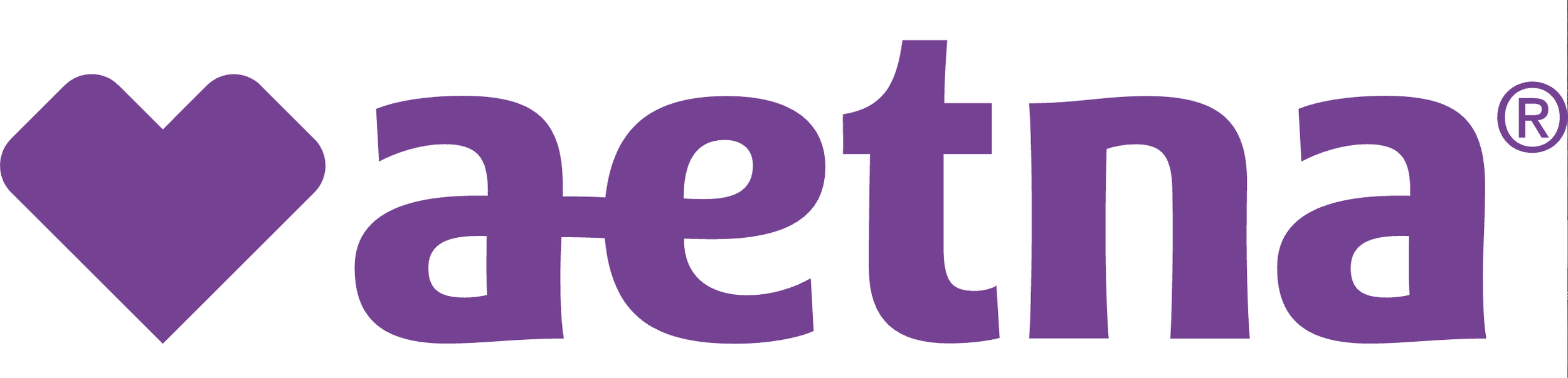 The text 'I love Aetna' with a purple heart icon representing the word 'love'.