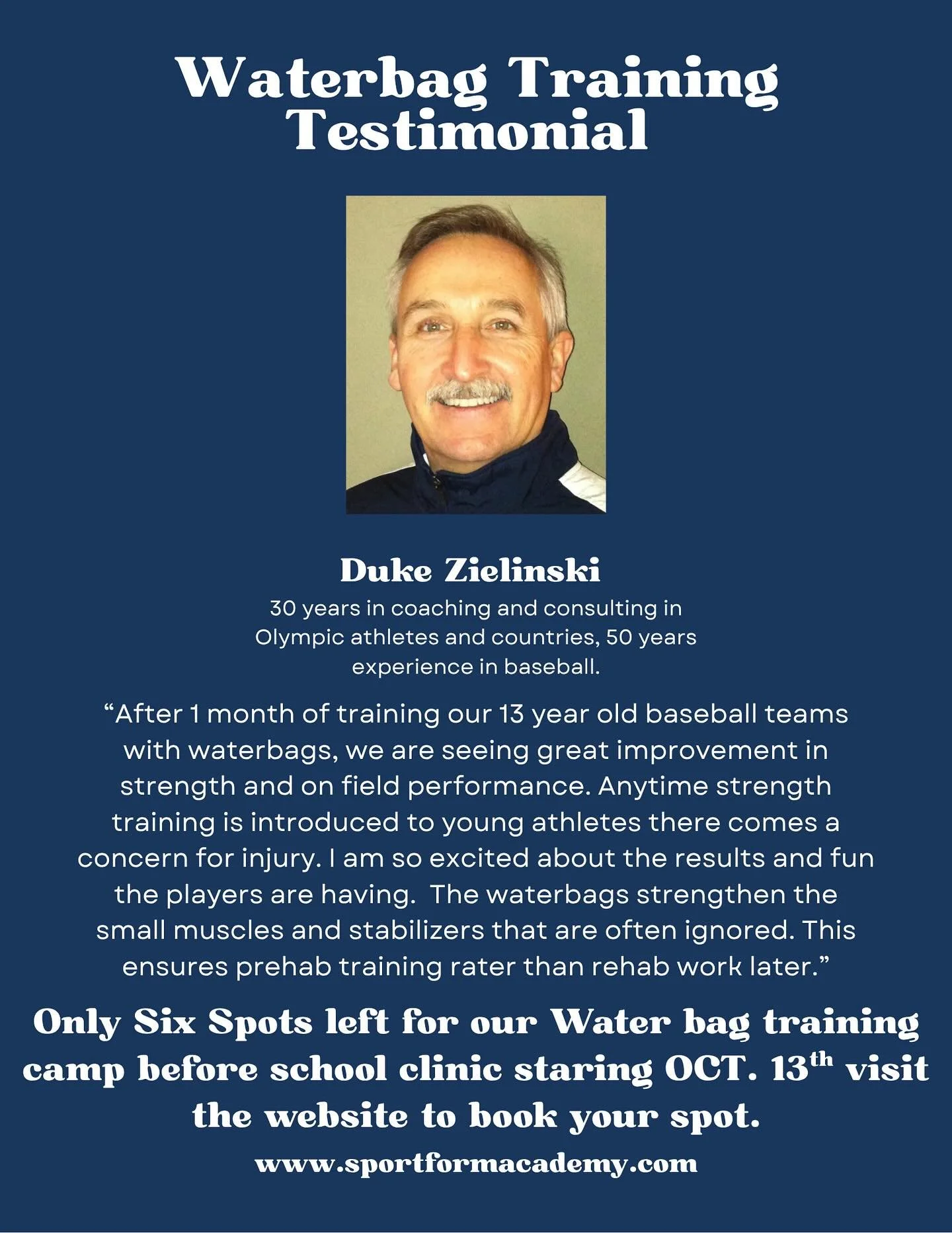 Starting October 13th we are offering small group water bag training at SportForm Academy. We have been using the water bags with the @ninesbaseballacademy 13u teams and have seen great results. If you&rsquo;re ready to advance your game book in the 
