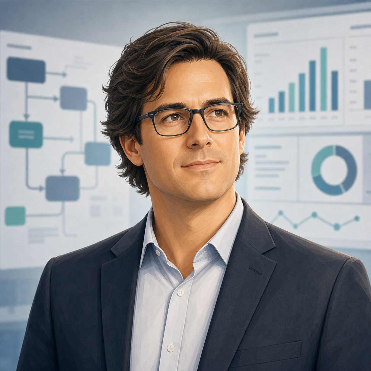Stylized professional avatar of Dan Walker wearing glasses, used as a privacy-preserving profile image.