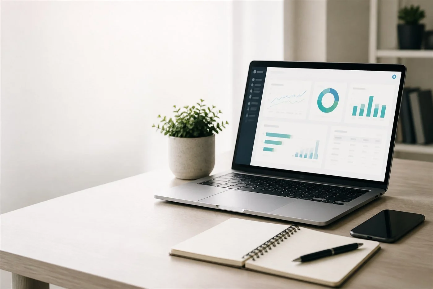 Analytics and reporting illustration representing contact intake, dashboards, and business systems support.