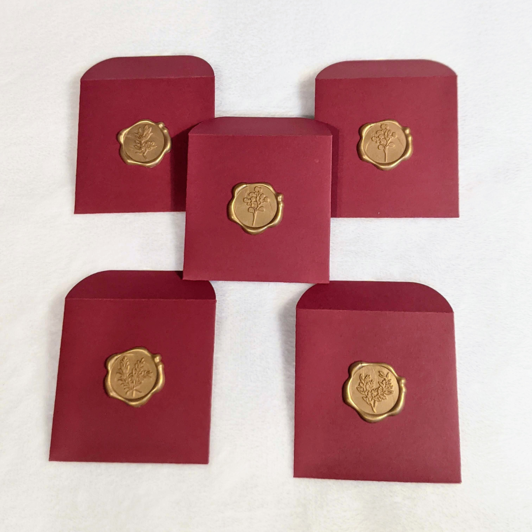 Crimson Luxe Wax-Sealed Mini Envelope Set