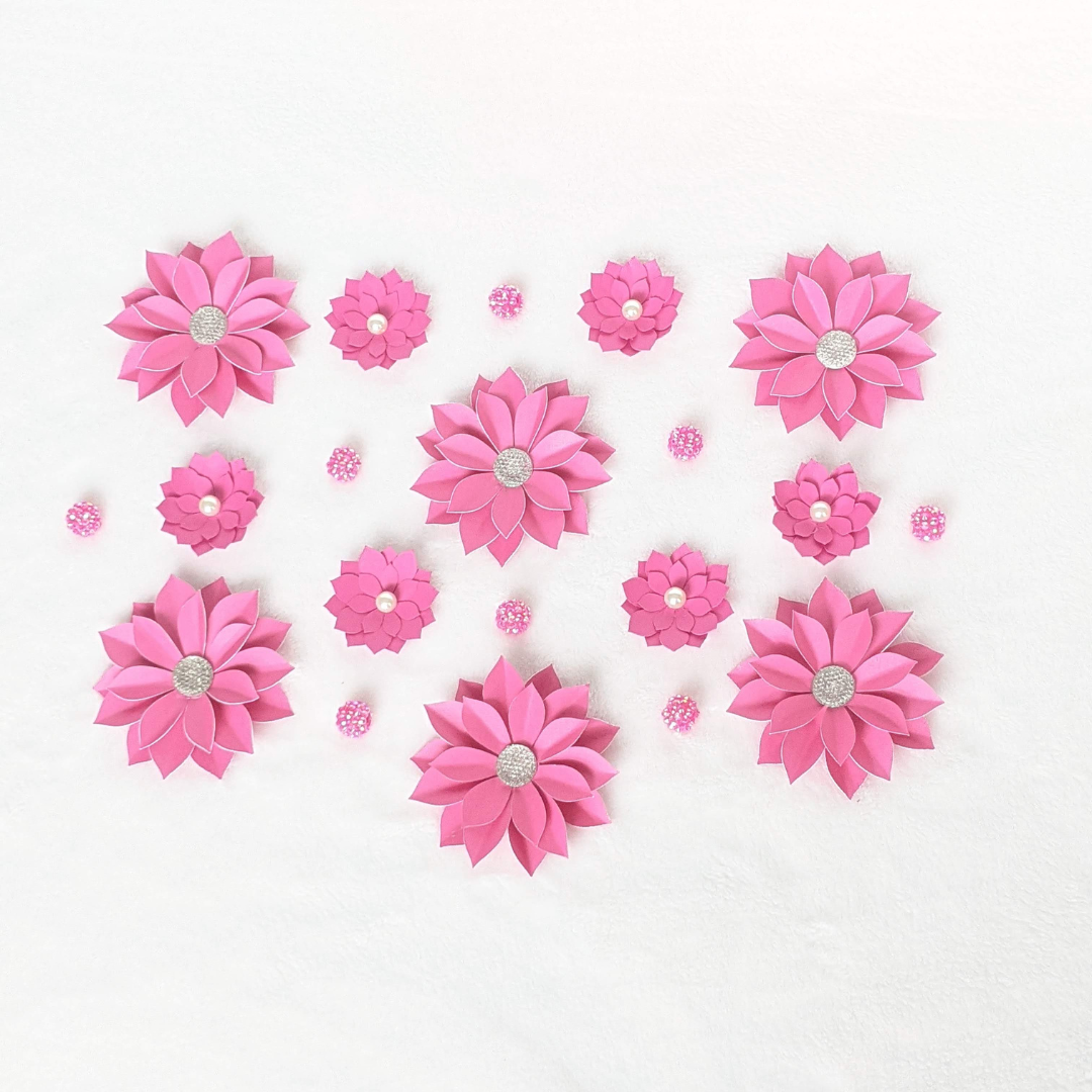 Miniature Magenta Paper Flower Gift Toppers (Set of 12)