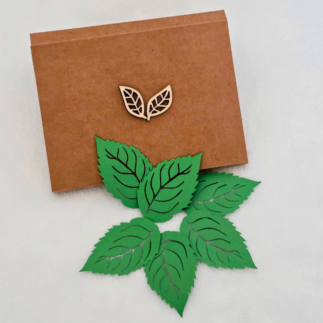 Handcrafted detailed green leaf decorations with packaging  -  by Designs by Lorraine T