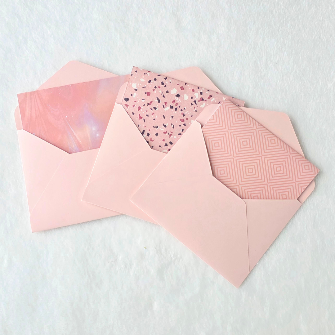 Double-Sided Abstract Pink Note Cards with Pink Envelope- Stuffed