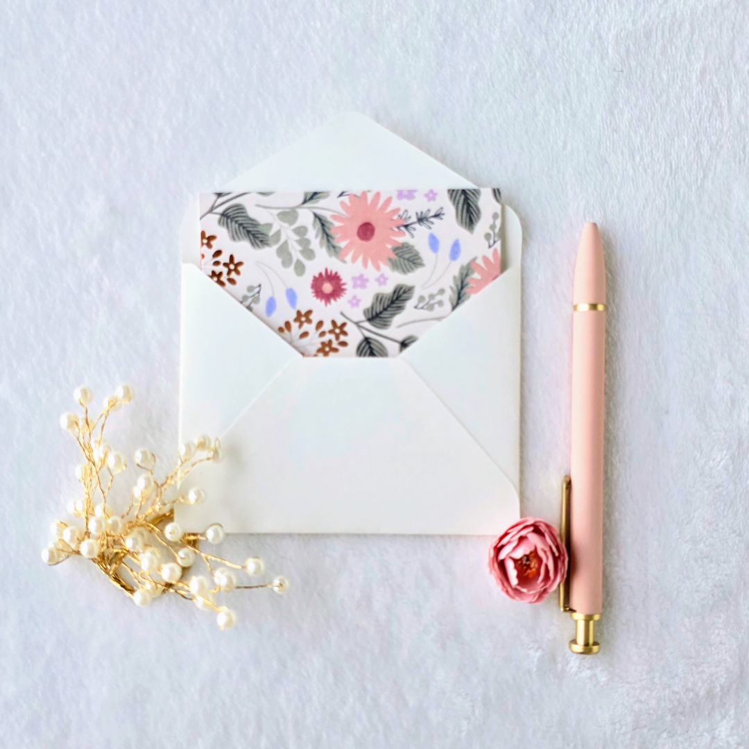 Floral and Abstract print Double sided Note Card