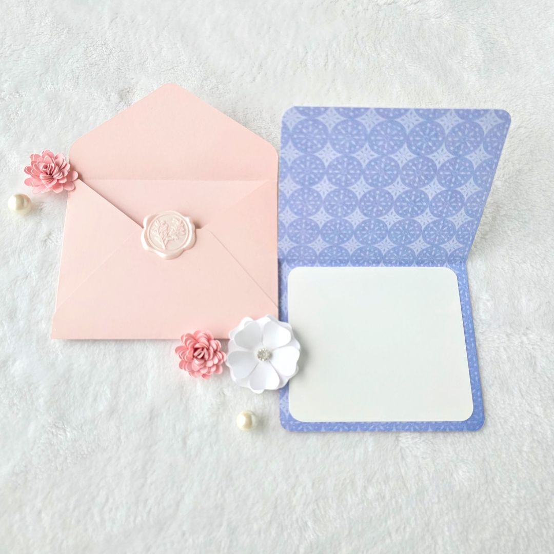 Floral Square Double-Sided Note Card with Blush Envelope and Wax Seal.png