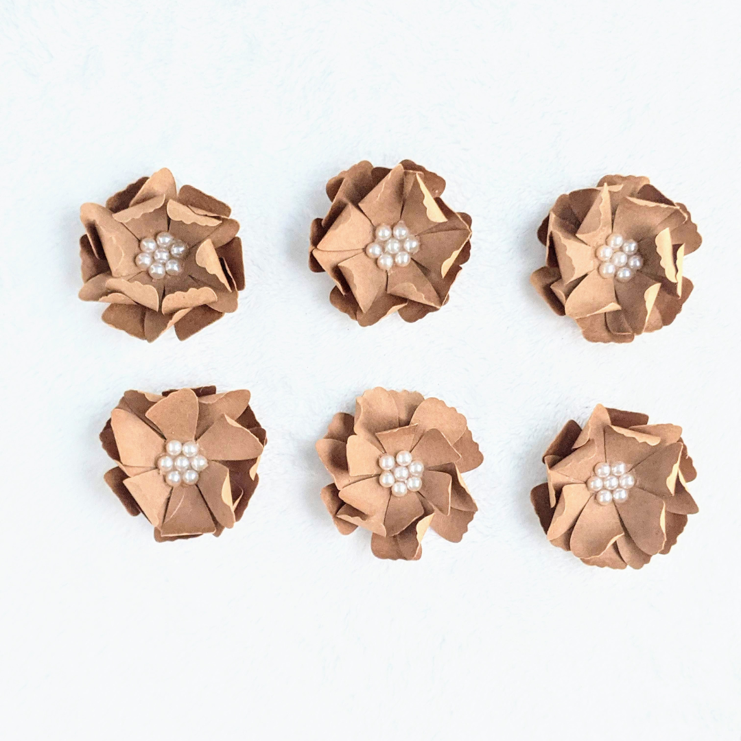 Cocoa Brown Pearl Paper Flowers