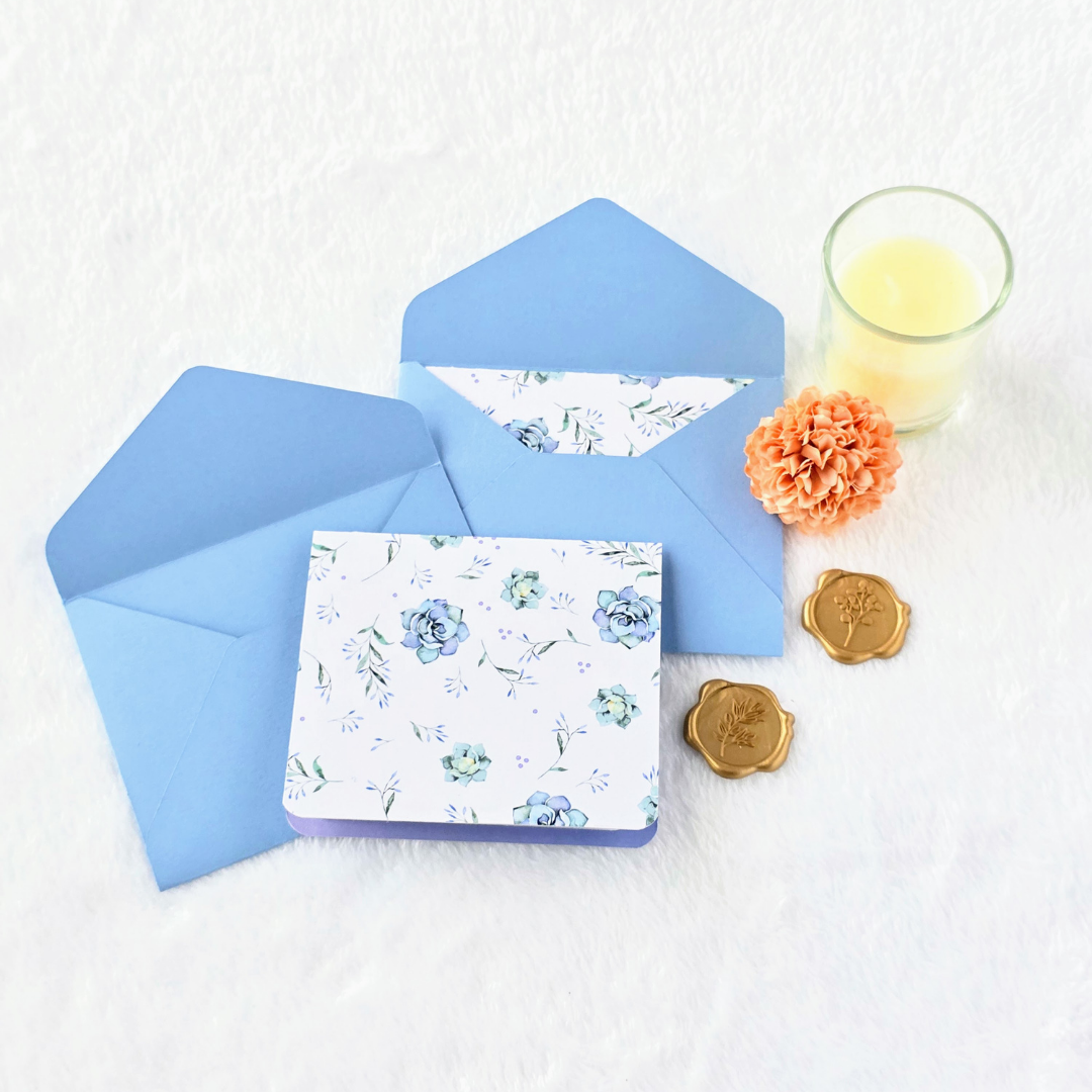 Blue Floral Petite Stationery Set - 2 Cards 2 Envelopes Lifestyle2.png