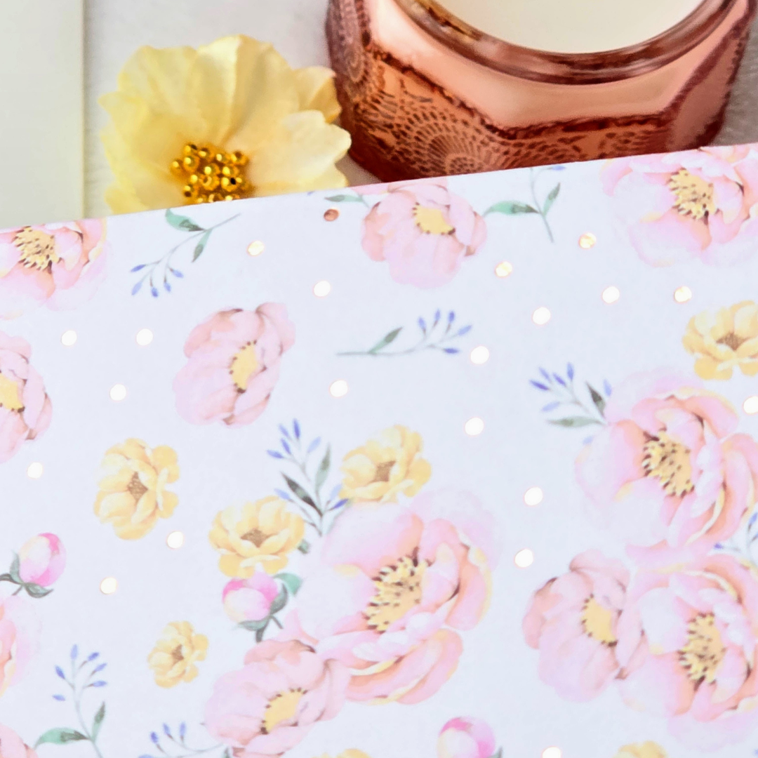 Floral Print Note Card with Copper Foil Dots.png