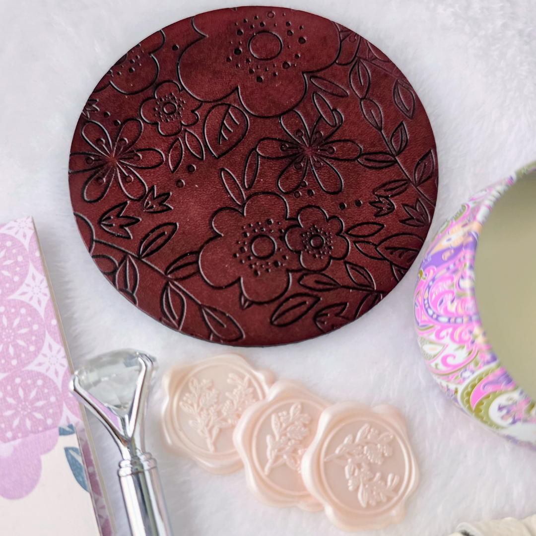 Decorative Print Leather Coaster