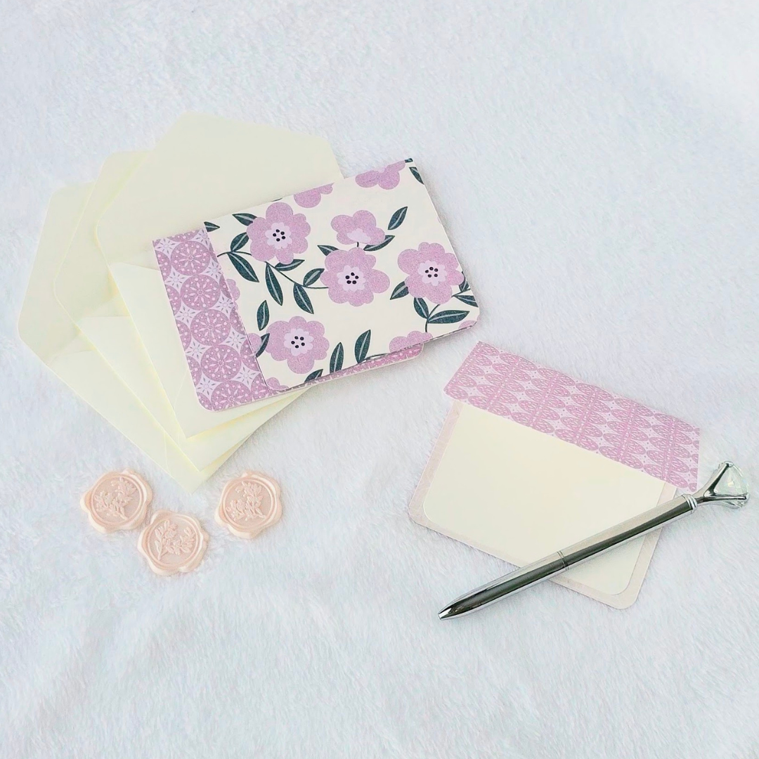 Lavender and Ivory Note Cards and Ivory Envelopes