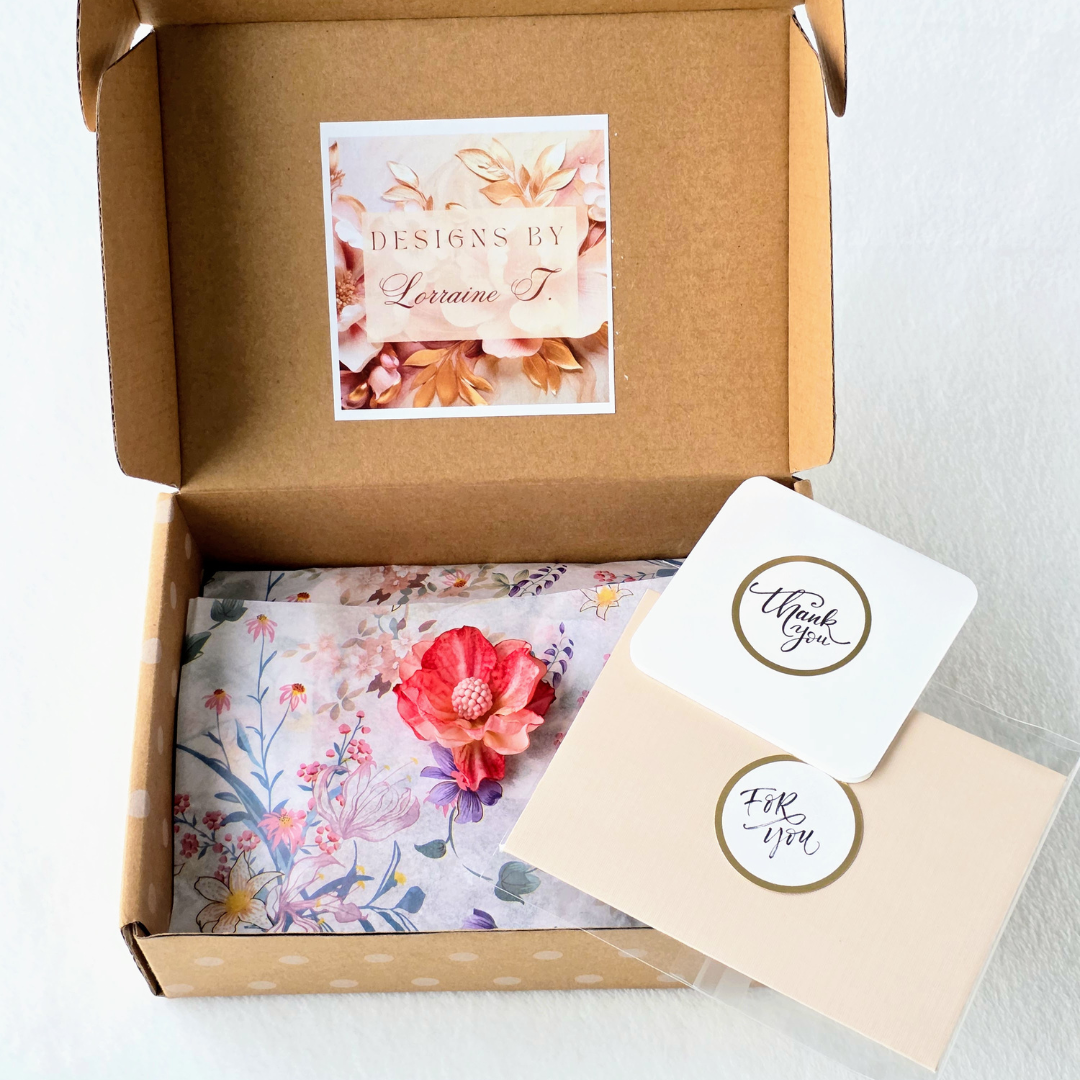 Double-Sided Floral Note Card Envelope set packaging