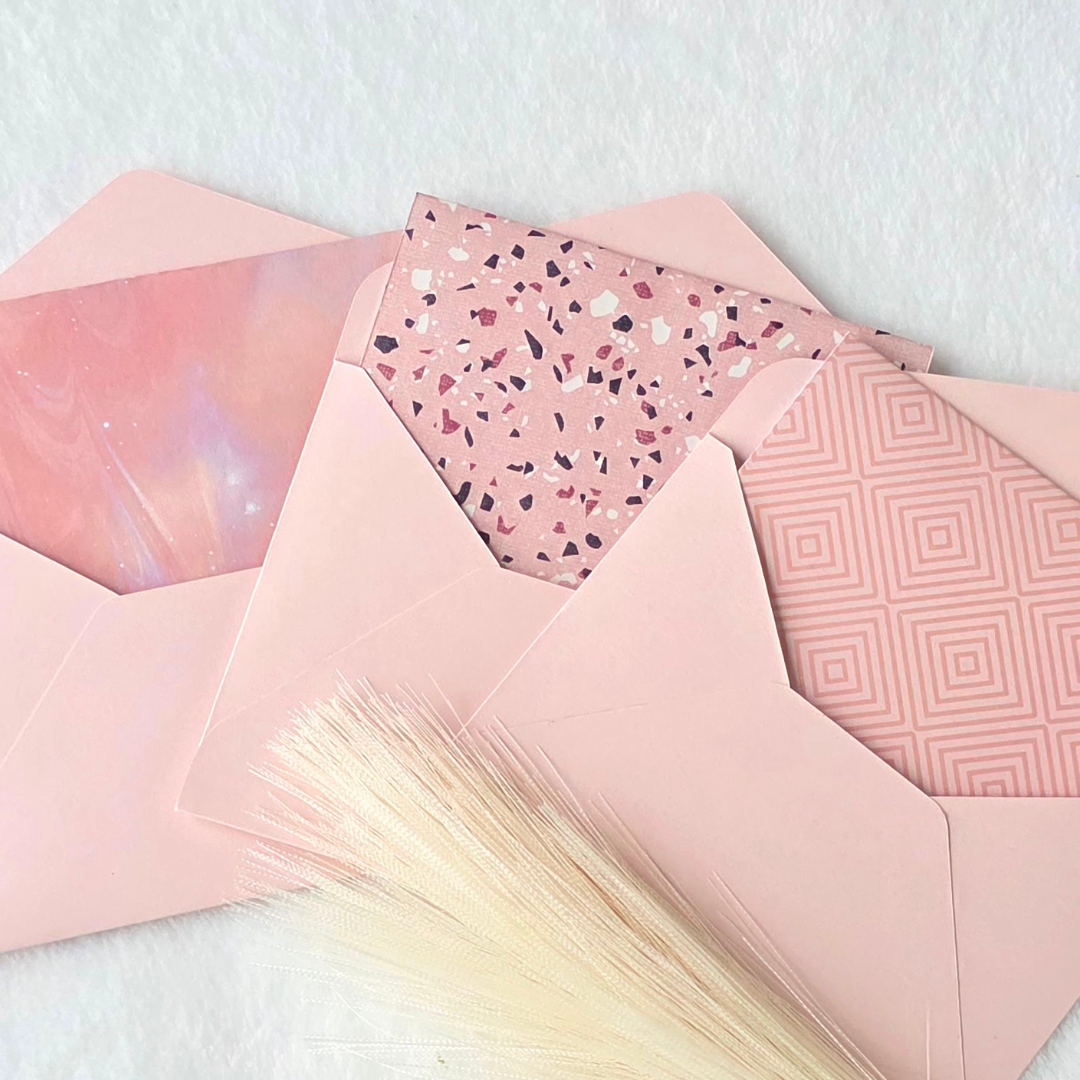 Double-Sided Abstract Pink Note Cards with Pink Envelopes