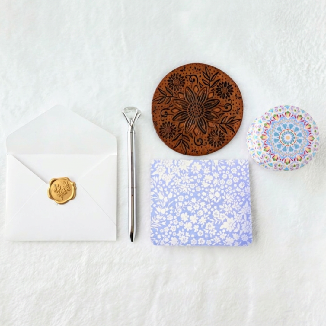 Blue and White Floral Stationery Set