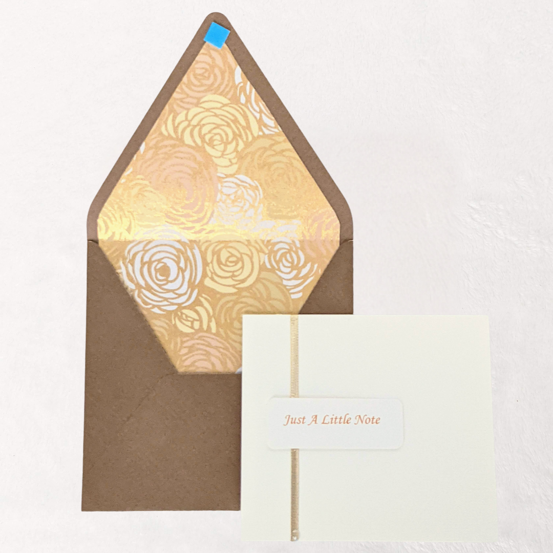Just a Little Note Card with Gold Floral Lined Brown Envelope