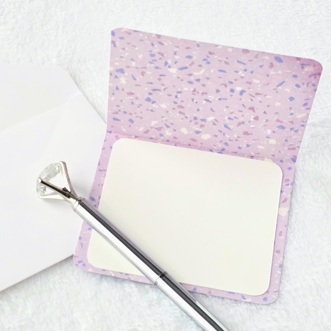 Blue and White Floral  Note Card and Diamond Tip Pen