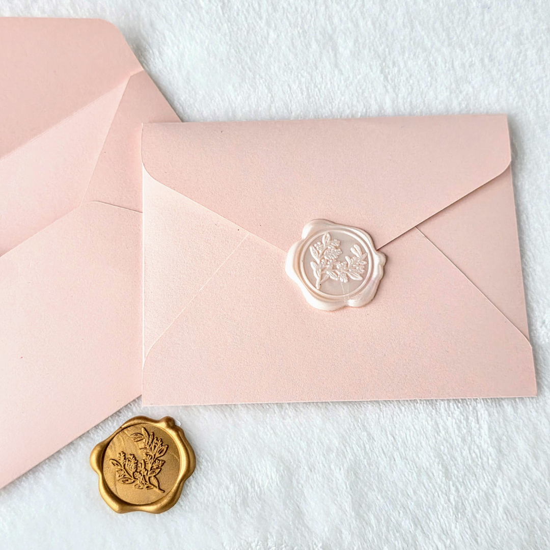 Powder Pink small Envelopes with pink wax seal