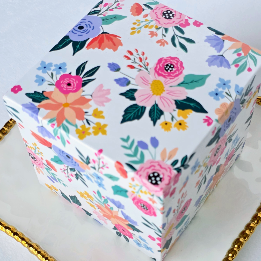 Vibrant Floral Pink Stationery Gift set Top Box View.png