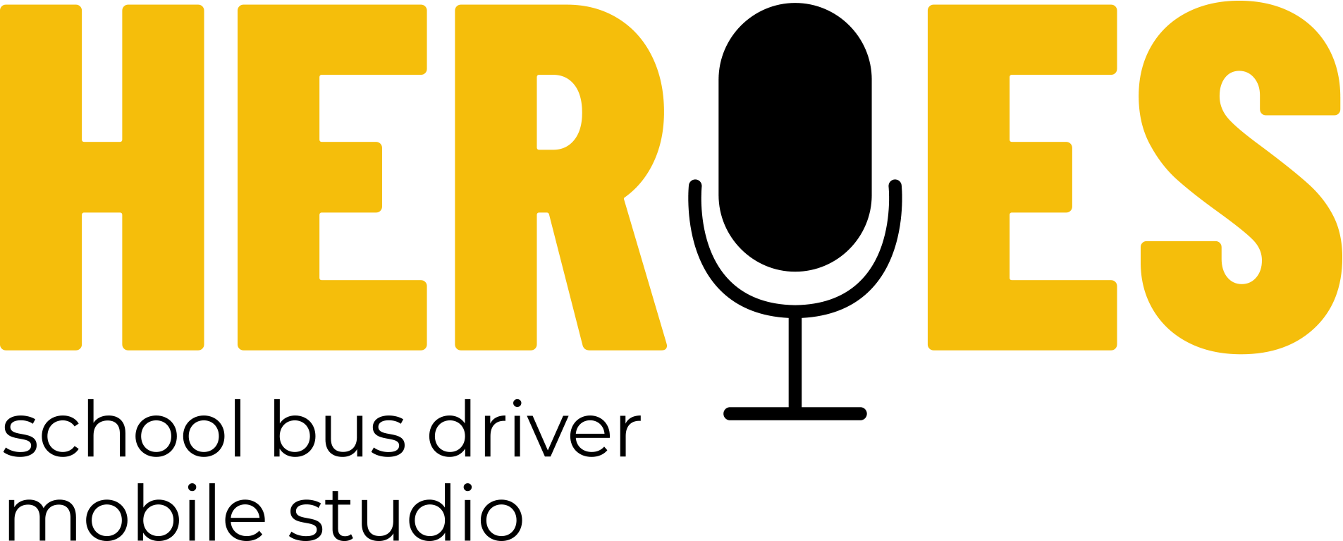 The image shows the word 'HEROES' in large, bold, yellow capital letters on a black background.