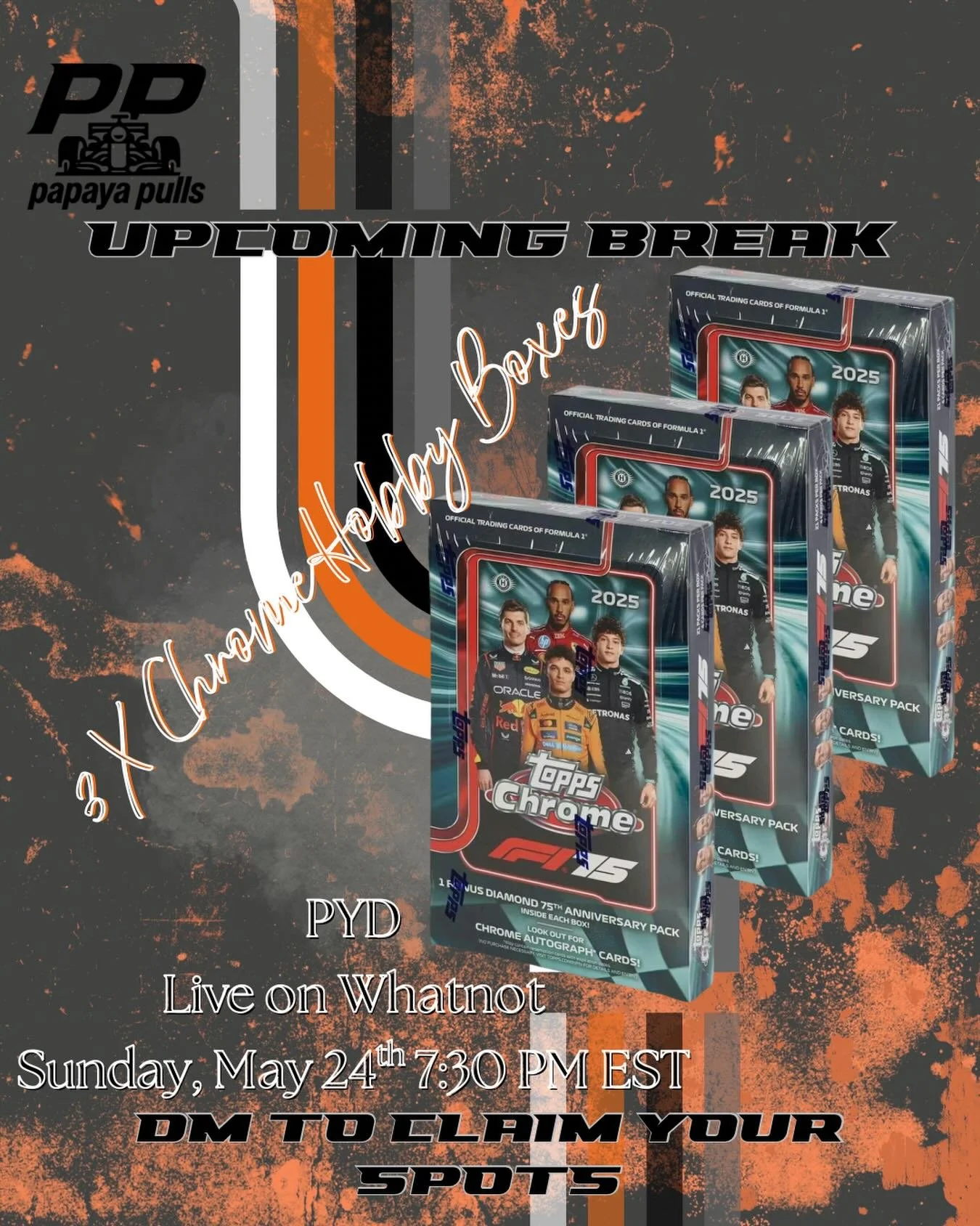 The wait is over. Canadian Grand Prix is finally here 🇨🇦🏁

To celebrate the return of F1 race week, we&rsquo;ll be live Sunday night after the race breaking THREE Hobby Boxes PYD. Claim your driver below before spots hit Whatnot later this weekend