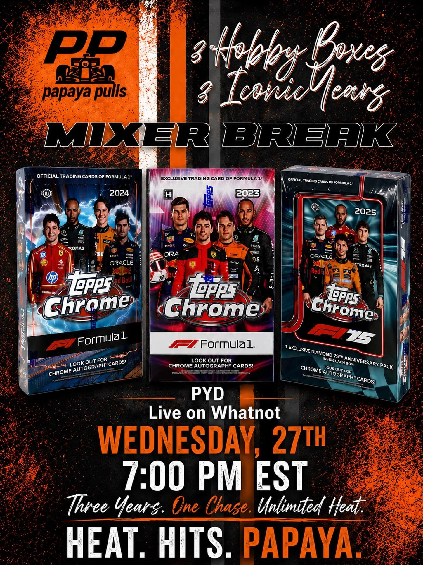 Tomorrow night&rsquo;s mixer spots are officially LIVE! 🚨

We&rsquo;ll be ripping 2023, 2024, &amp; 2025 Hobby boxes chasing some absolute heat 🔥

Don&rsquo;t worry we will have Thea the dog blessing the boxes live again as she&rsquo;s on a numbere