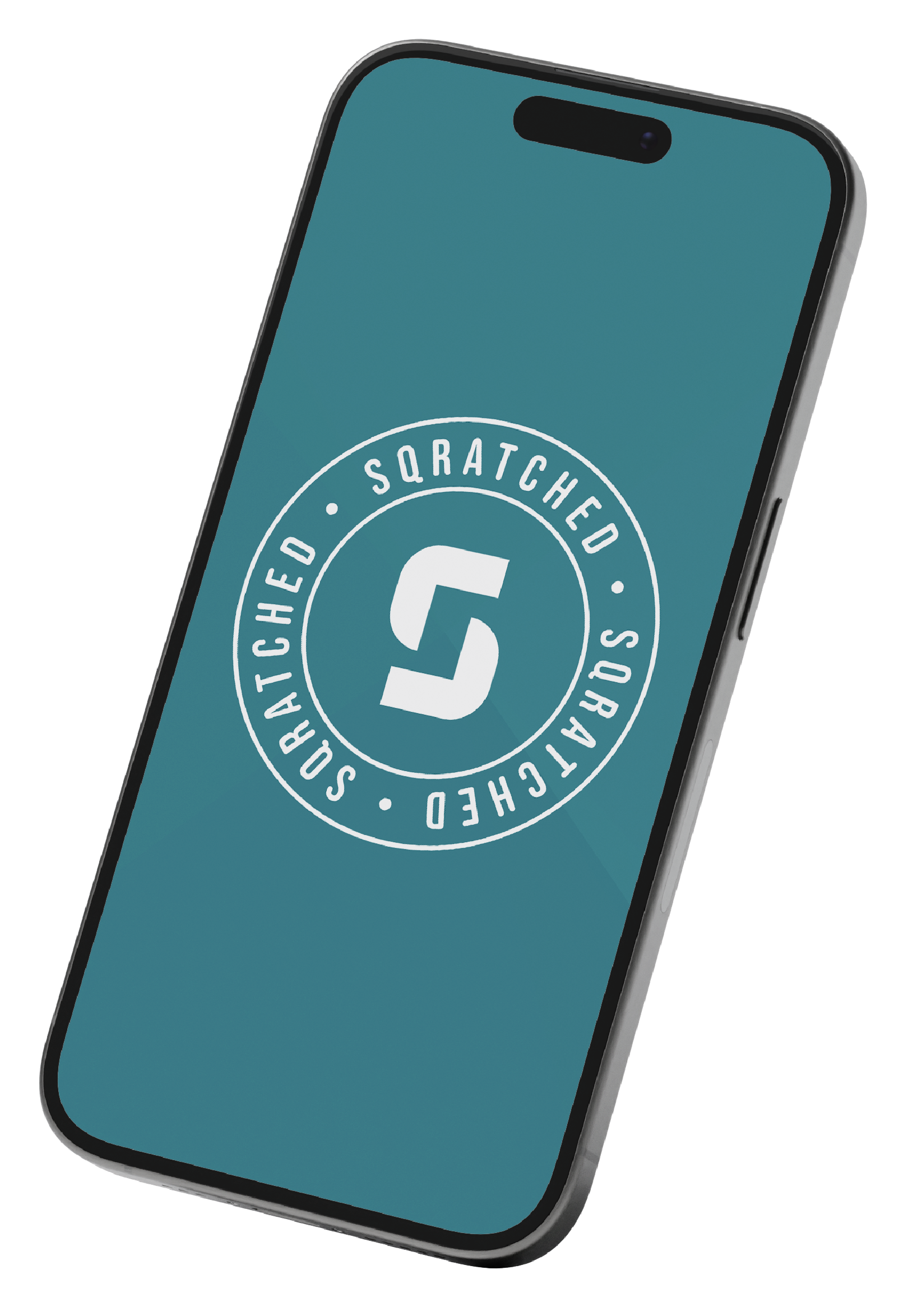 Smartphone displaying the Scratch app logo with the text "Scratched" repeated in a circle.