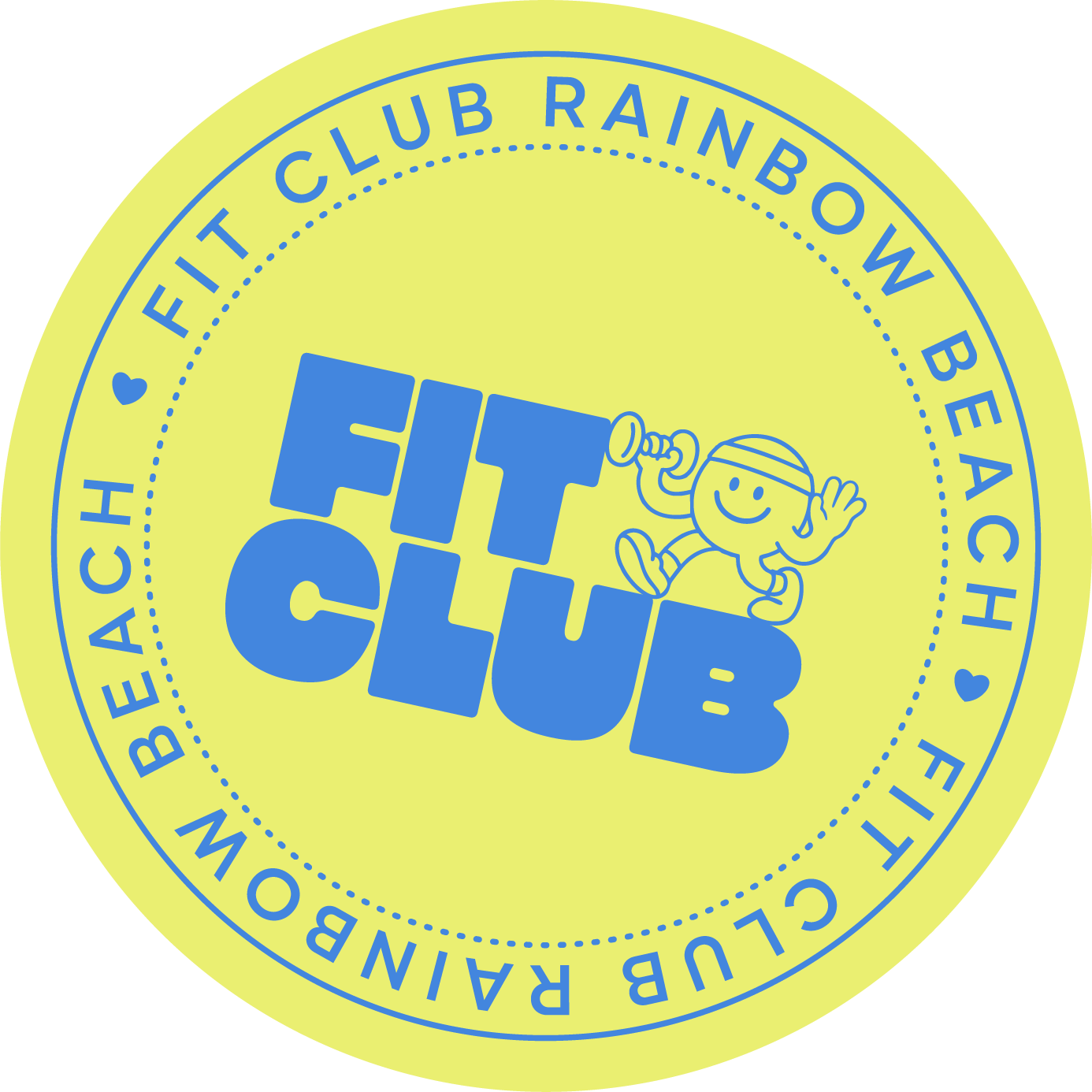 Logo of FIT Club with a smiling cartoon child wearing a headband, holding a telescope, and the words "FIT CLUB" in bold blue letters.