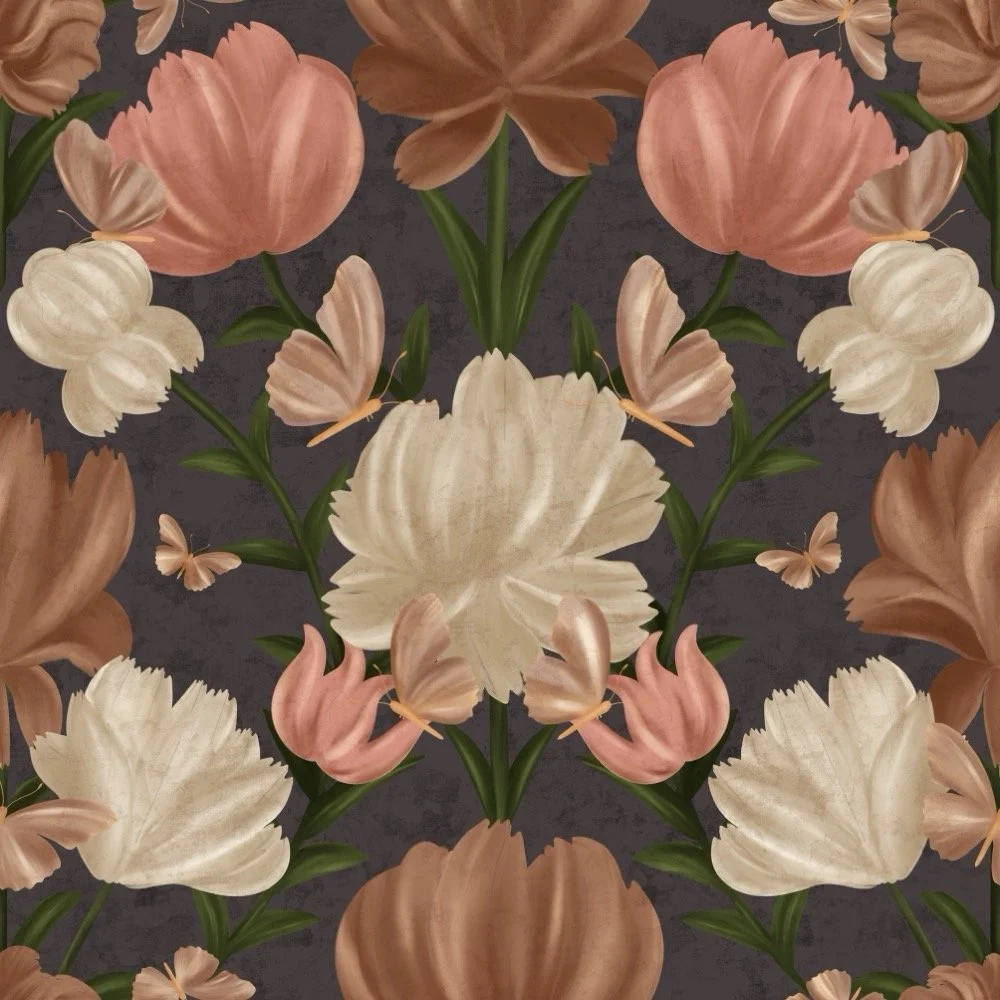Fluttering Flowers Brown AC25-A33