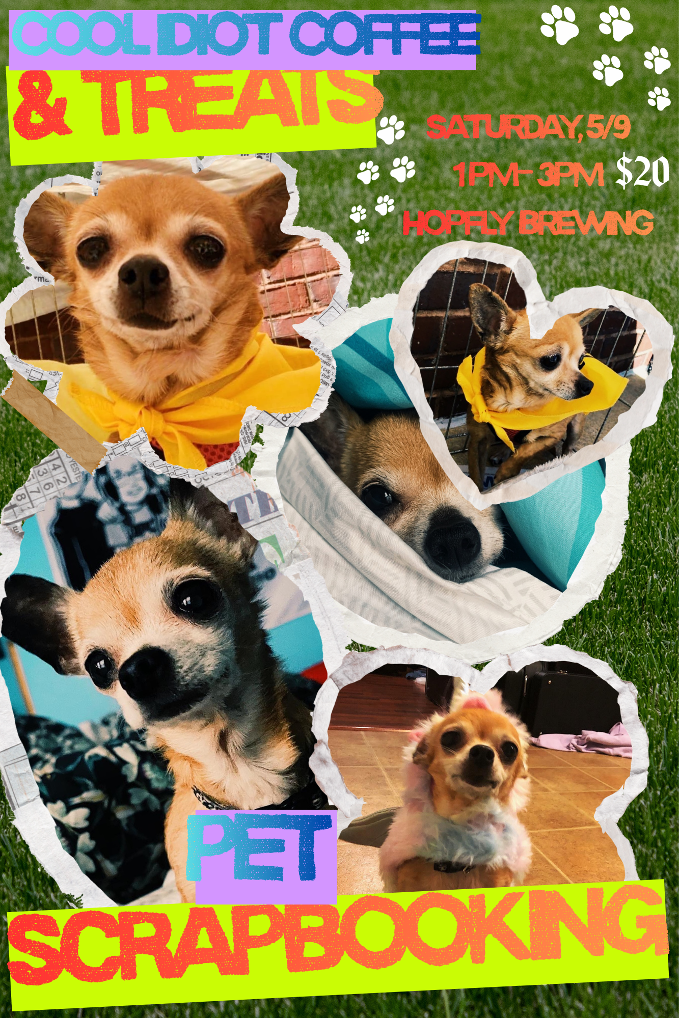 Green White Scrapbook Golden Retriver Cute Dog Photo Collage.png