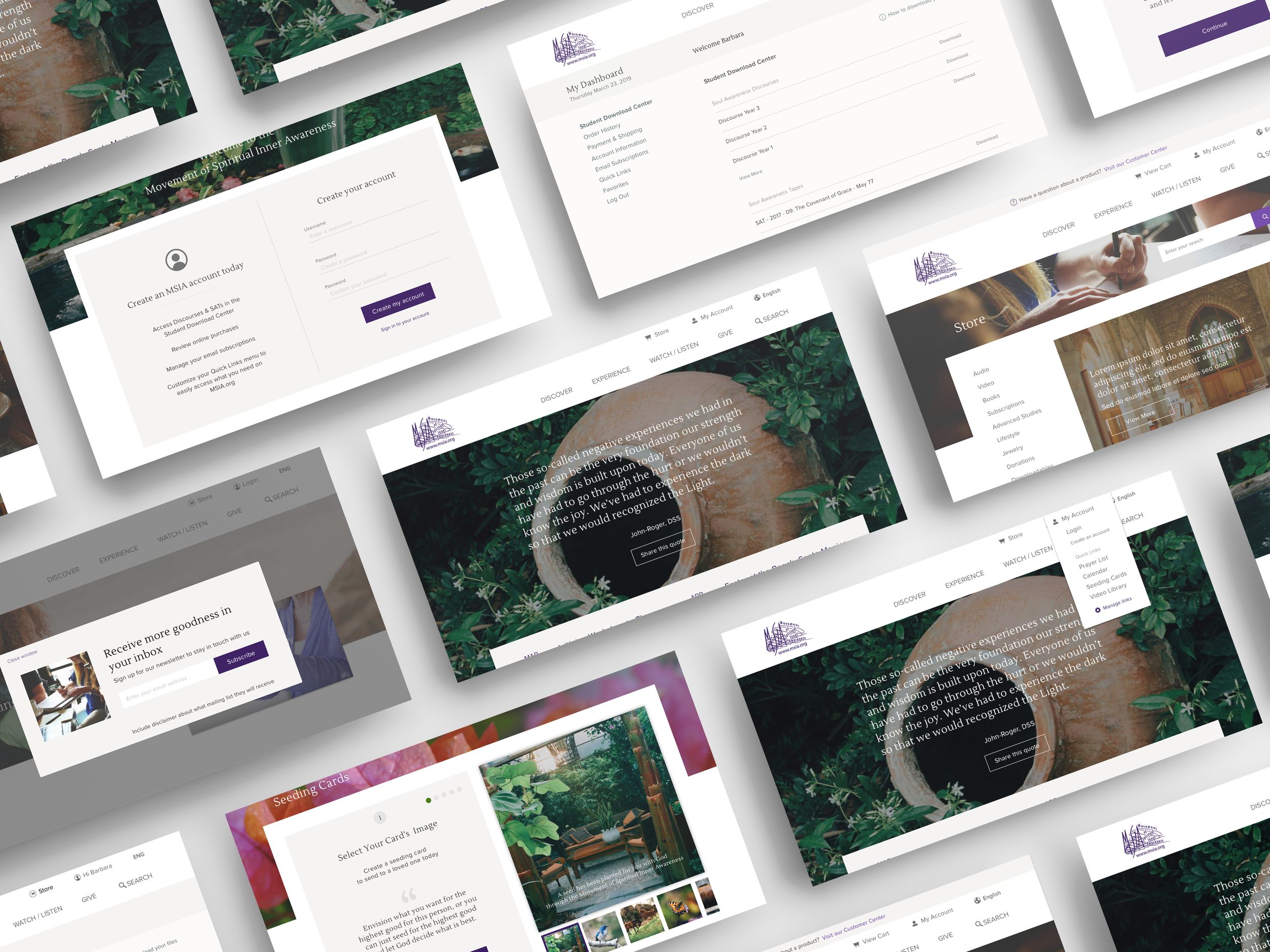 a collection of website pages from the redesign