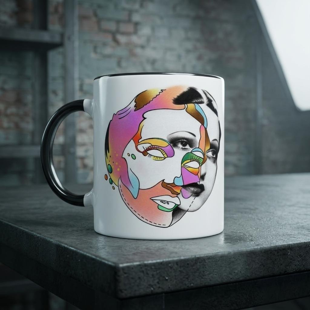 Ceramic Mug with Black detail - Classic Queenbee design