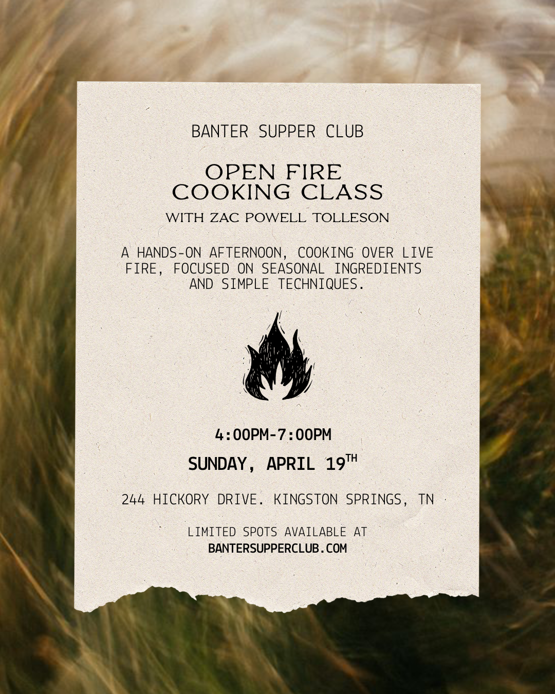 Open Fire Cooking Class