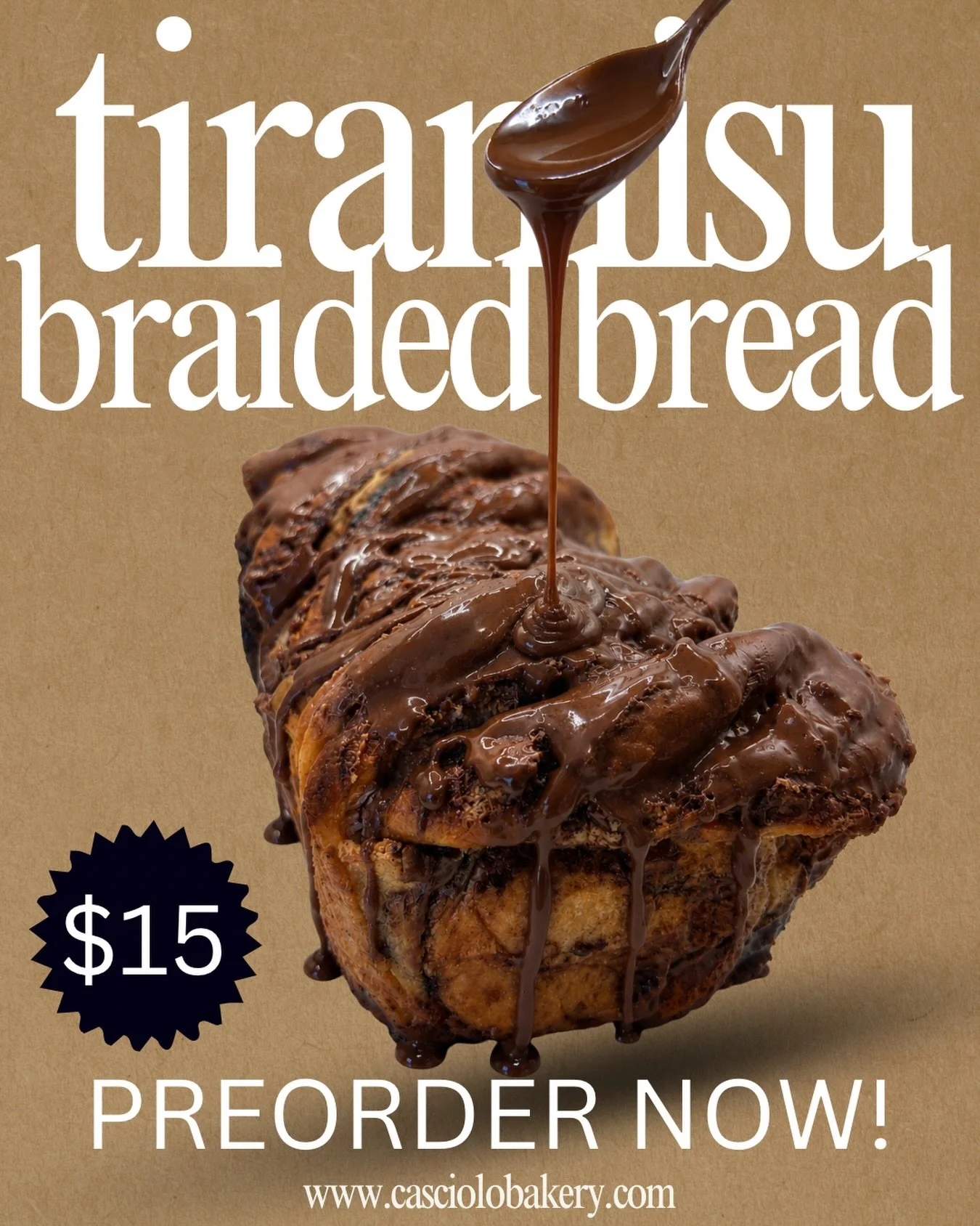 POV: your morning coffee just found its soulmate. 🤎

Our Tiramisu Braided Bread is layered with rich espresso flavor, swirls of chocolate, and finished with the dreamiest drizzle on top. Soft, buttery, braided by hand, and baked fresh right here in 