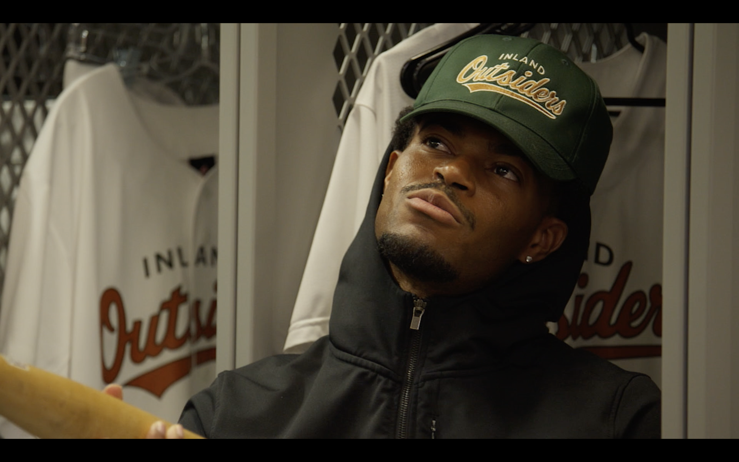 Actor performing in a scene from Bullpen, the comedy series filmed on Los Angeles baseball fields by Deep Dive Studios.