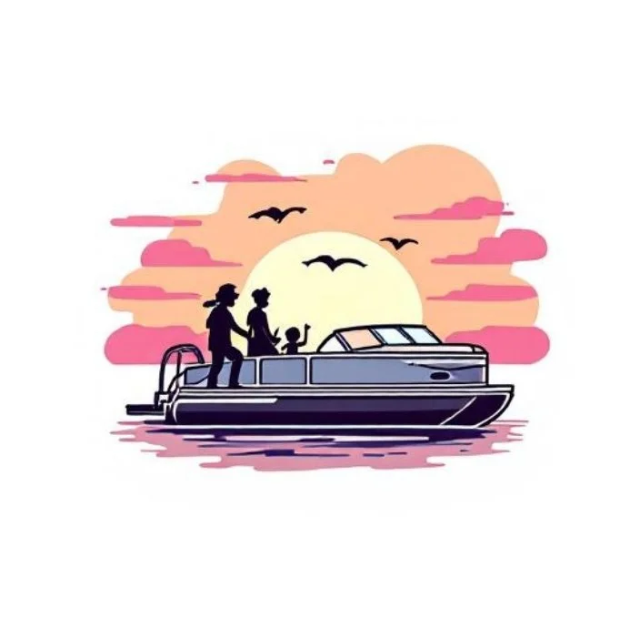 Pontoon in the Dallas lake in a Sunset Cruise