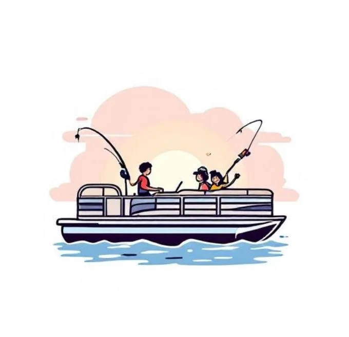 Pontoon in Dallas lake with family fishing