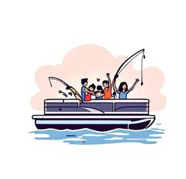 Pontoon in Dallas lake with friends and family