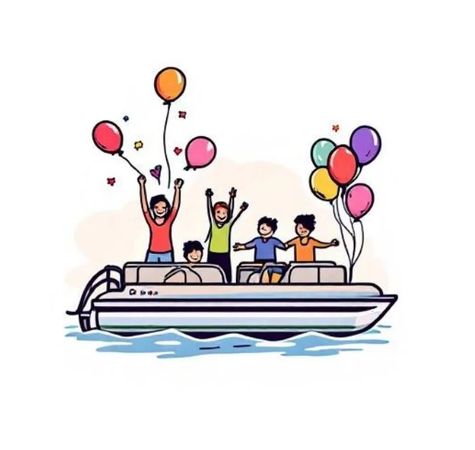 Pontoon in Dallas lake with friends celebrating special events