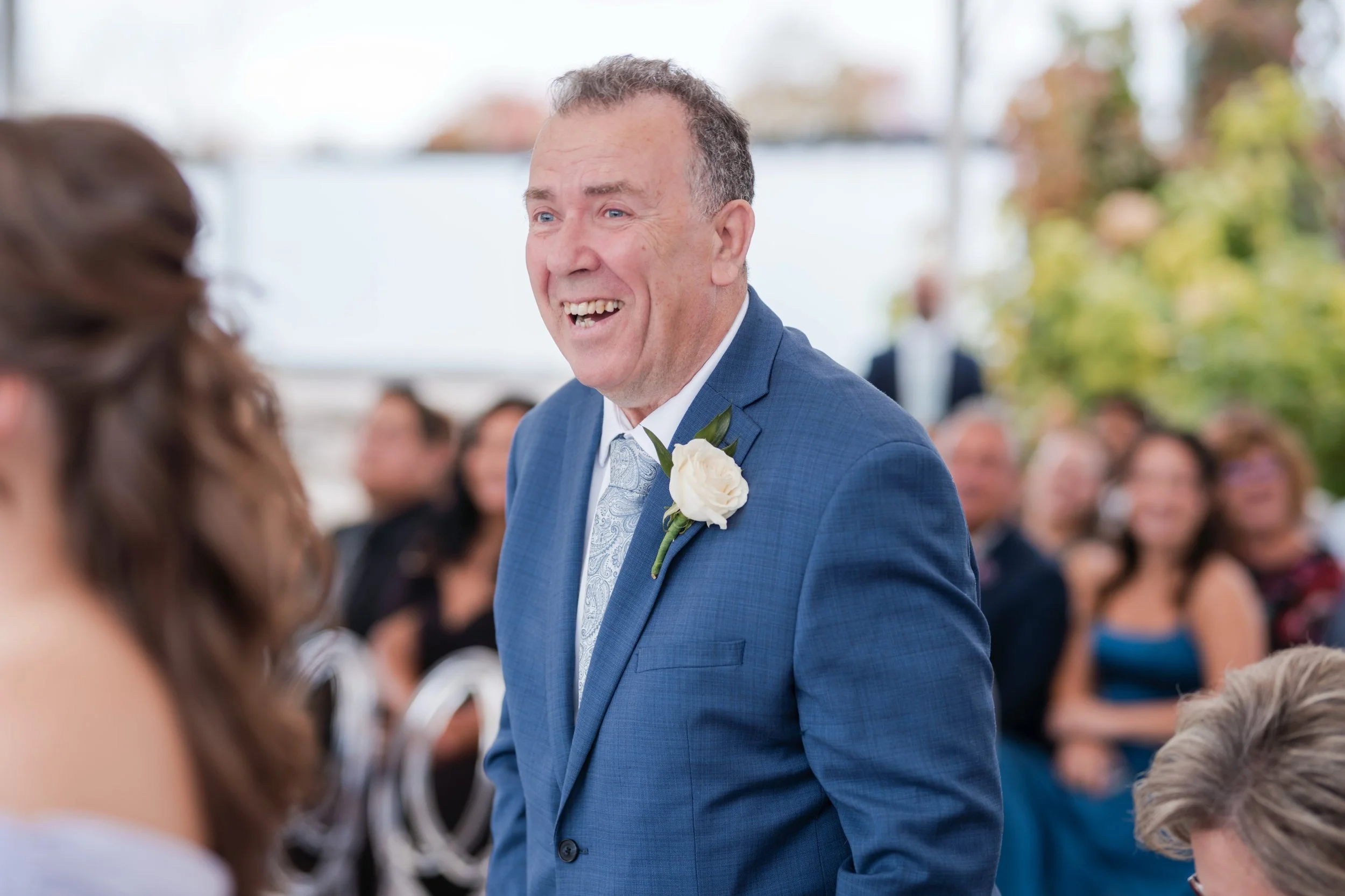 The officiant asked &ldquo;who gives this woman to be married?&rdquo;
He was so caught up watching his daughter that he forgot it was his line.
A beat of silence. Then he jumped up - *I*do - and laughed at himself.
That&rsquo;s the whole thing, right