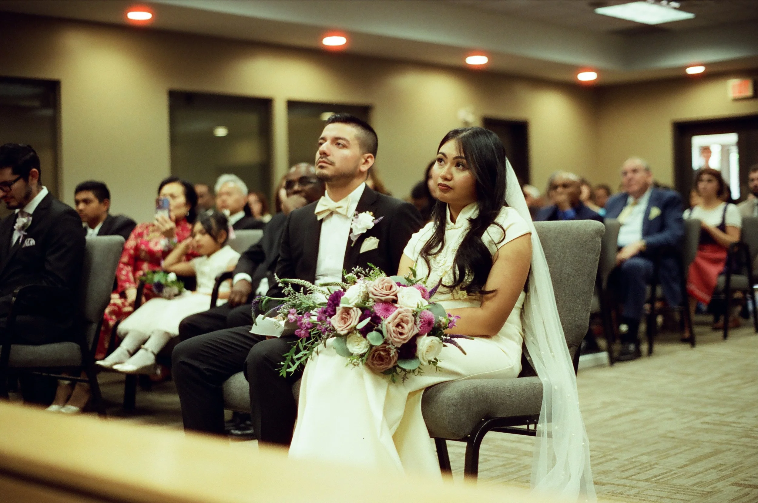 Theodora & Alejandro's Wedding - Shot with CineStill 200D - indoors and outdoors, ambient lighting only

Lo-fi colour cast with red halation