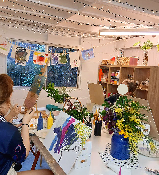 Kids working from a still life model