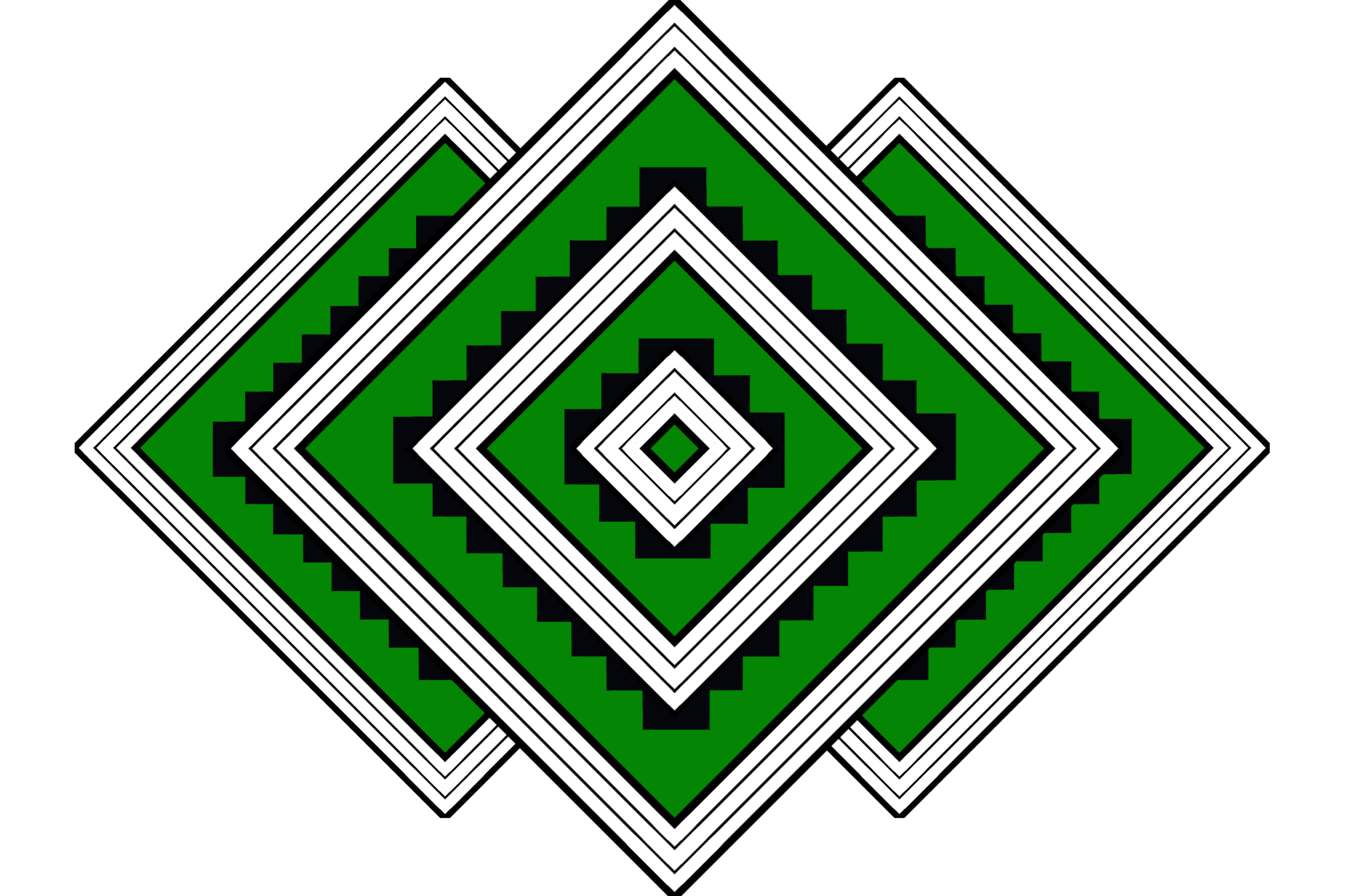 The Te Wairoa Medical Centre logo - aeometric abstract pattern with layered diamonds in green, black, and white on a black background.