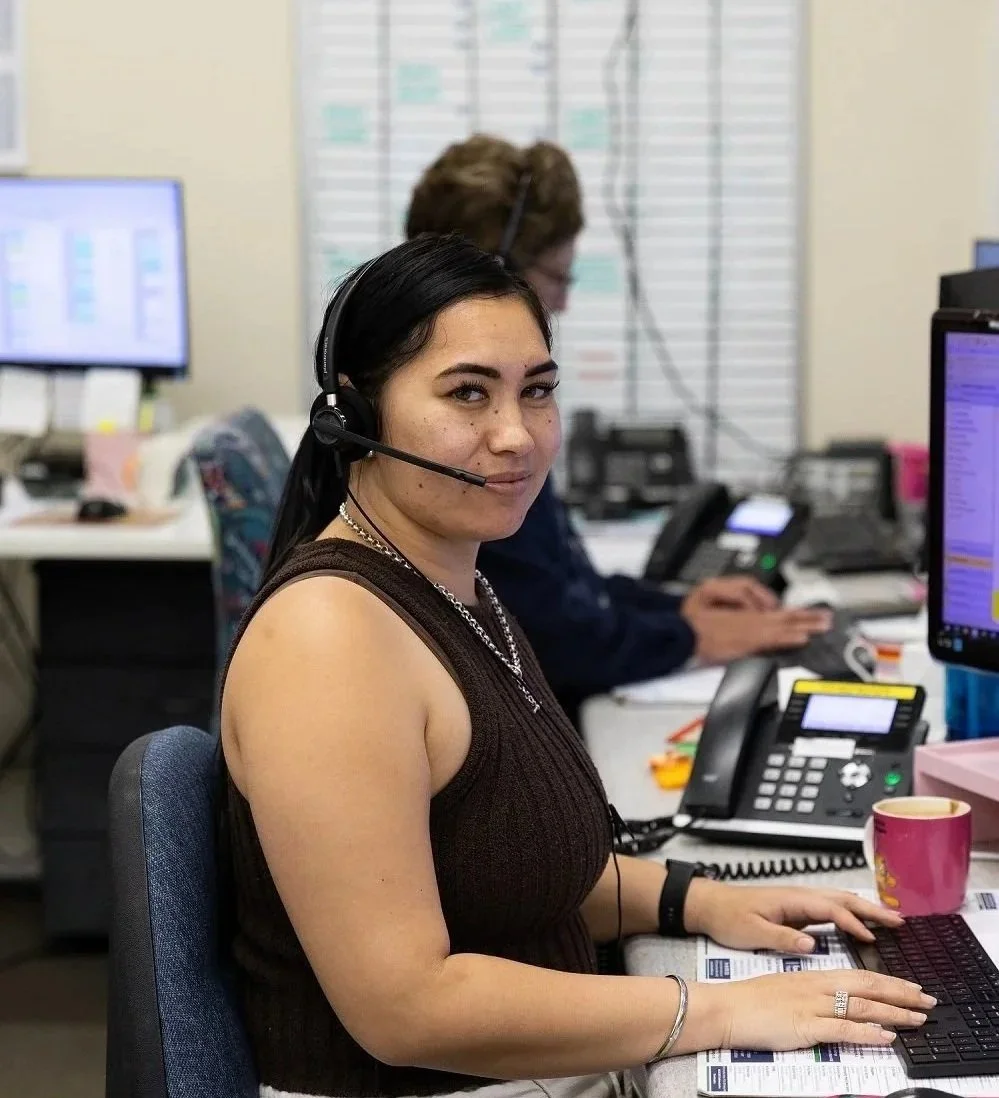 One of the administrators at Te Wairoa Medical Centre answering phones for the clinic