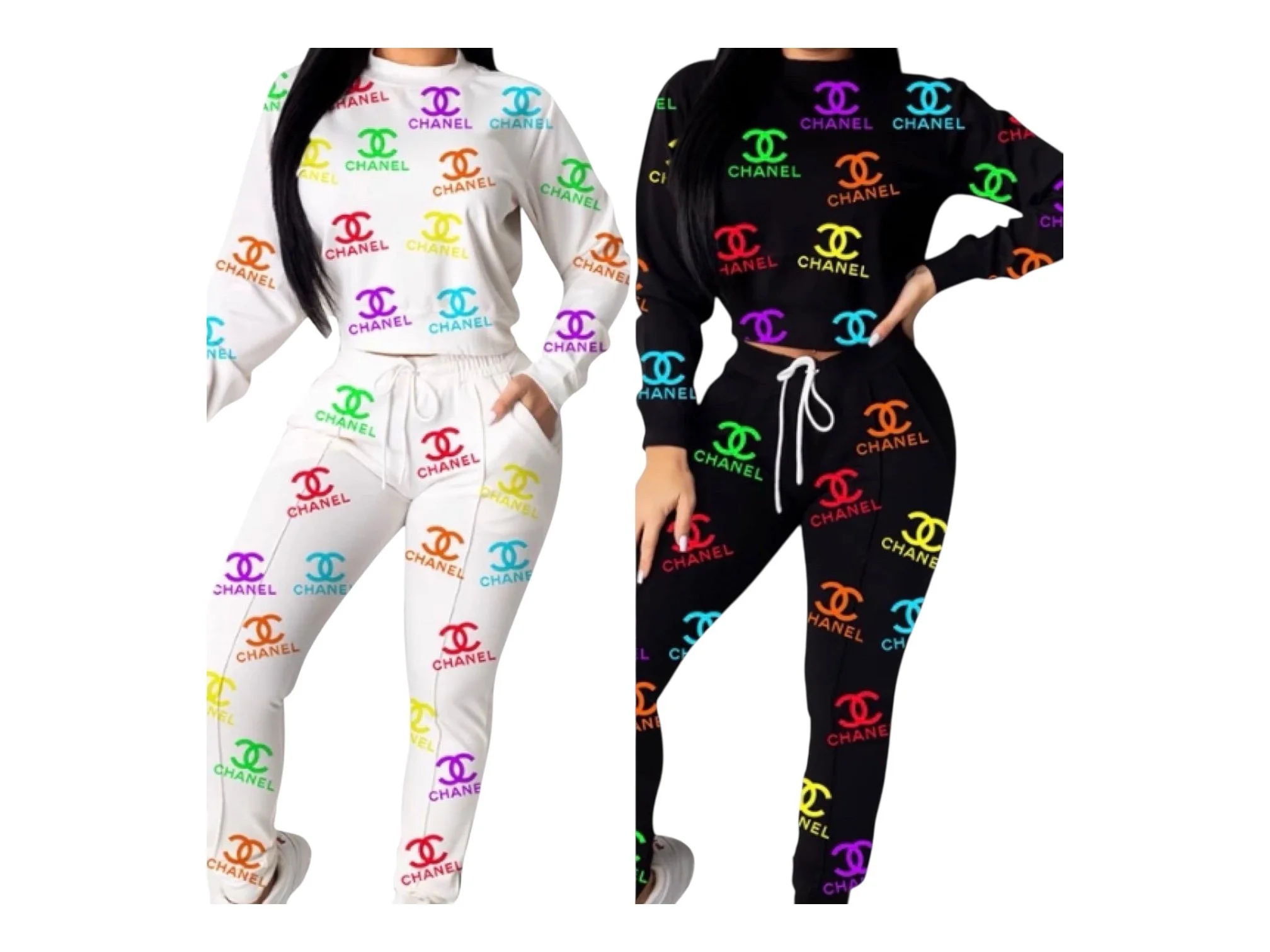 Chanel-Inspired 2-Piece Pants & Top Set – Classic Designer Style (Small-Large)