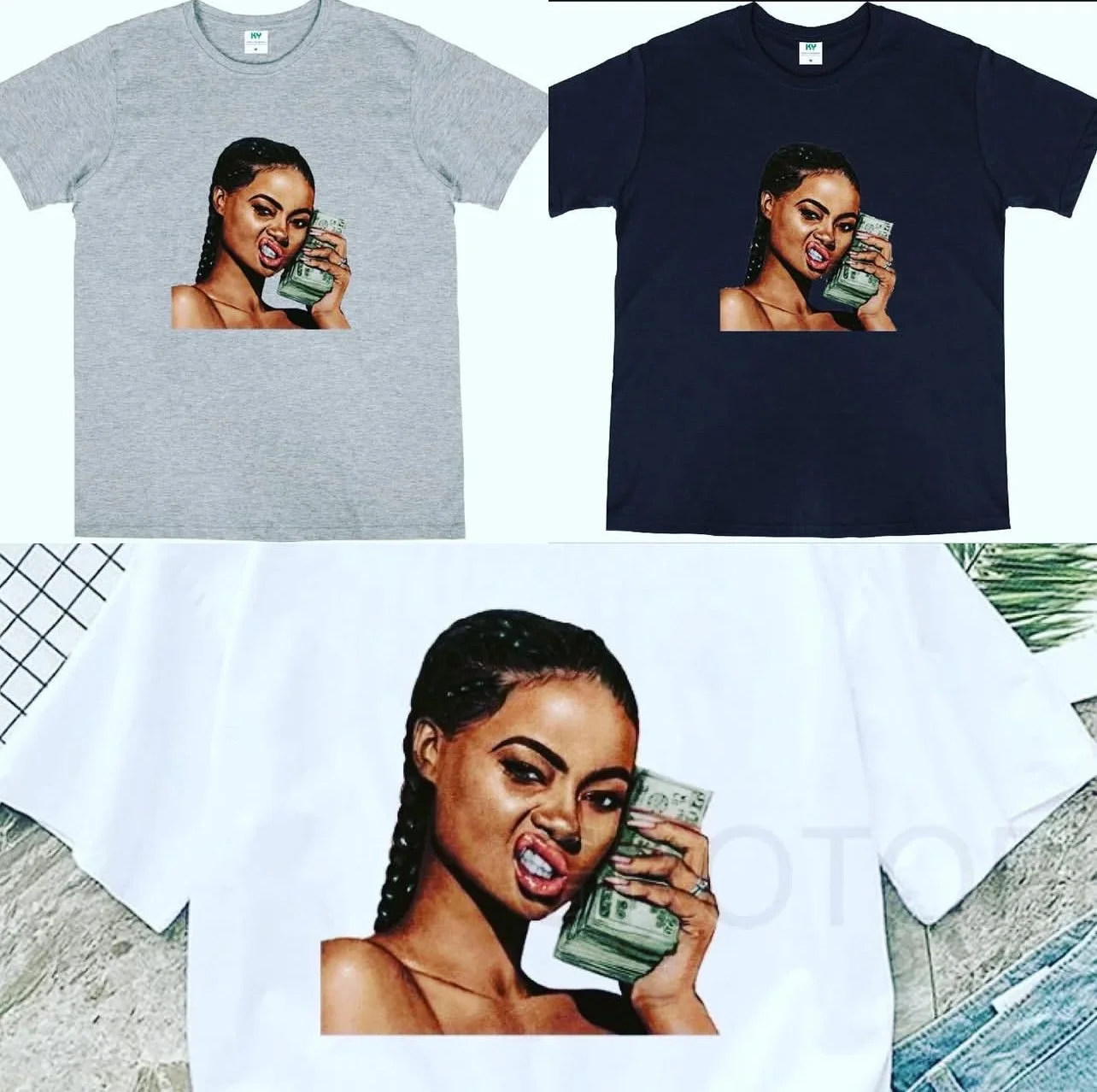 Money Moves Tee — Brown Girl Cornrows & Bling Graphic