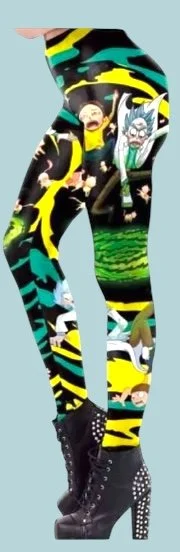 Rick and Morty leggings with yellow and green.jpeg