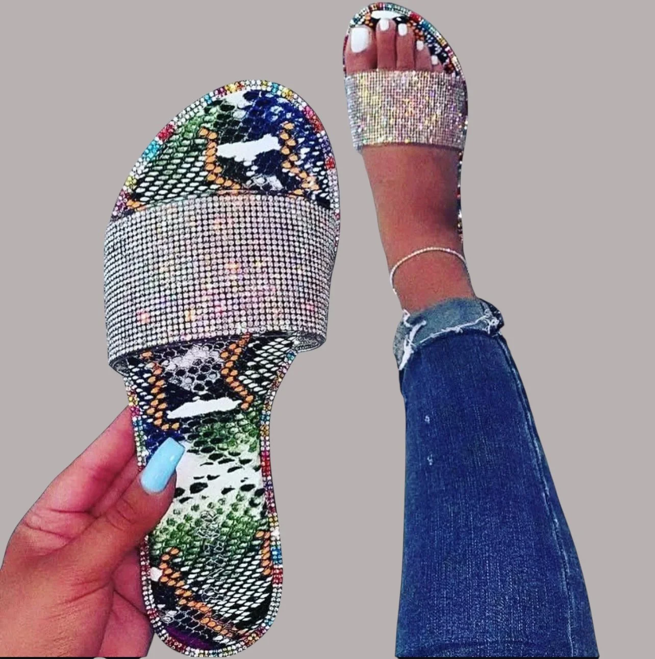 slippers with all diamond and printed sole.JPG