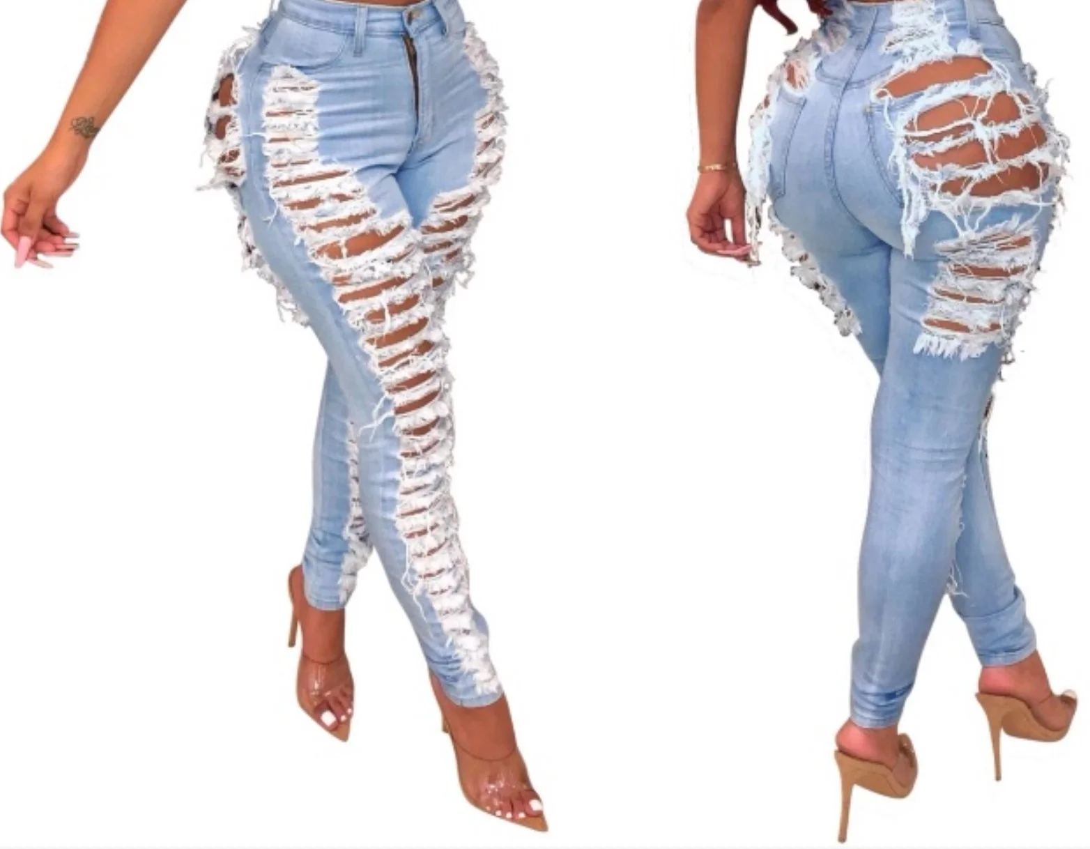 Flirt Factor Jeans – Light-Wash, Curve-Hugging, and Boldly Distressed